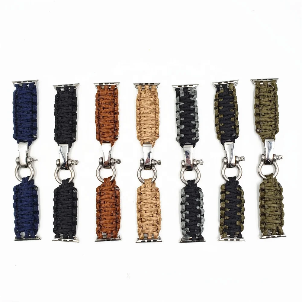 

Hot Selling Braided Nylon Strap for Apple Watch 4 5 38mm 42mm 40mm 44mm Replacement Band Sport Watchband for iWatch 1 2 3, Silver