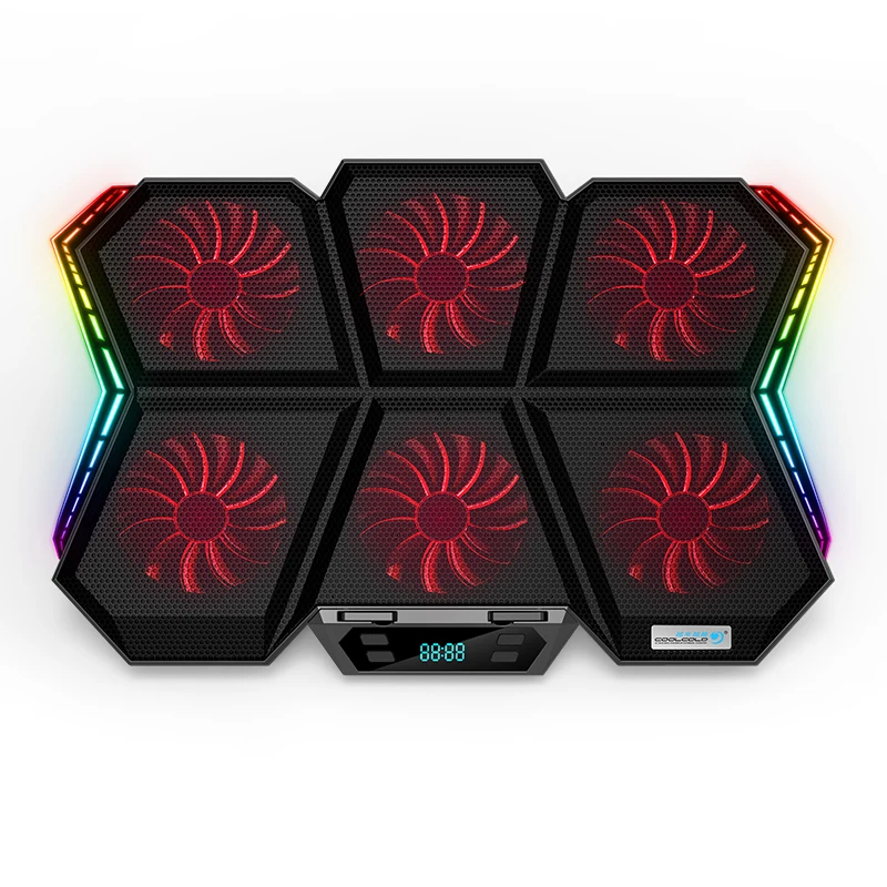 

Coolcold RGB Lighting Gaming Style 6 Fans LED Screen Laptop Cooling Pad Laptop Cooling Fan