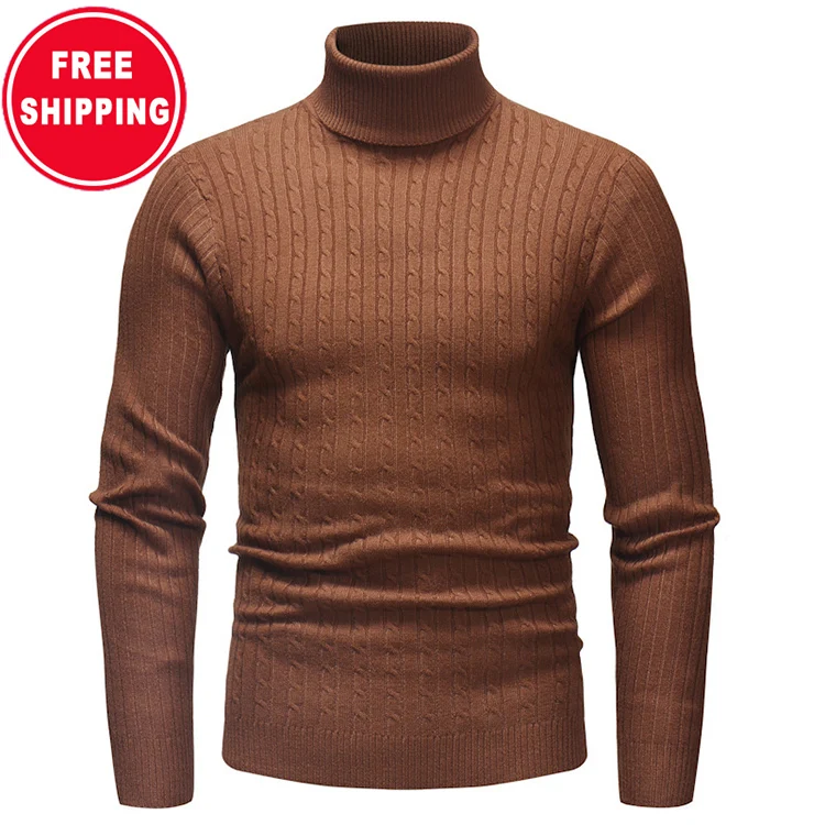 

Solid color bottoming shirt knitted fabric turtleneck men clothing men turtleneck top sweater for sale