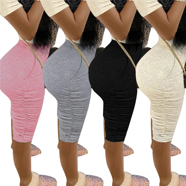 

2020 fashion ruched stacked pants women shorts sweat track jogger pants