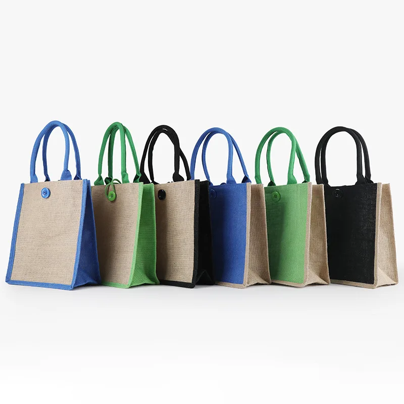 

Colourful jute handbag natural jute large volume shopping bag single shoulder vintage art single shoulder bag
