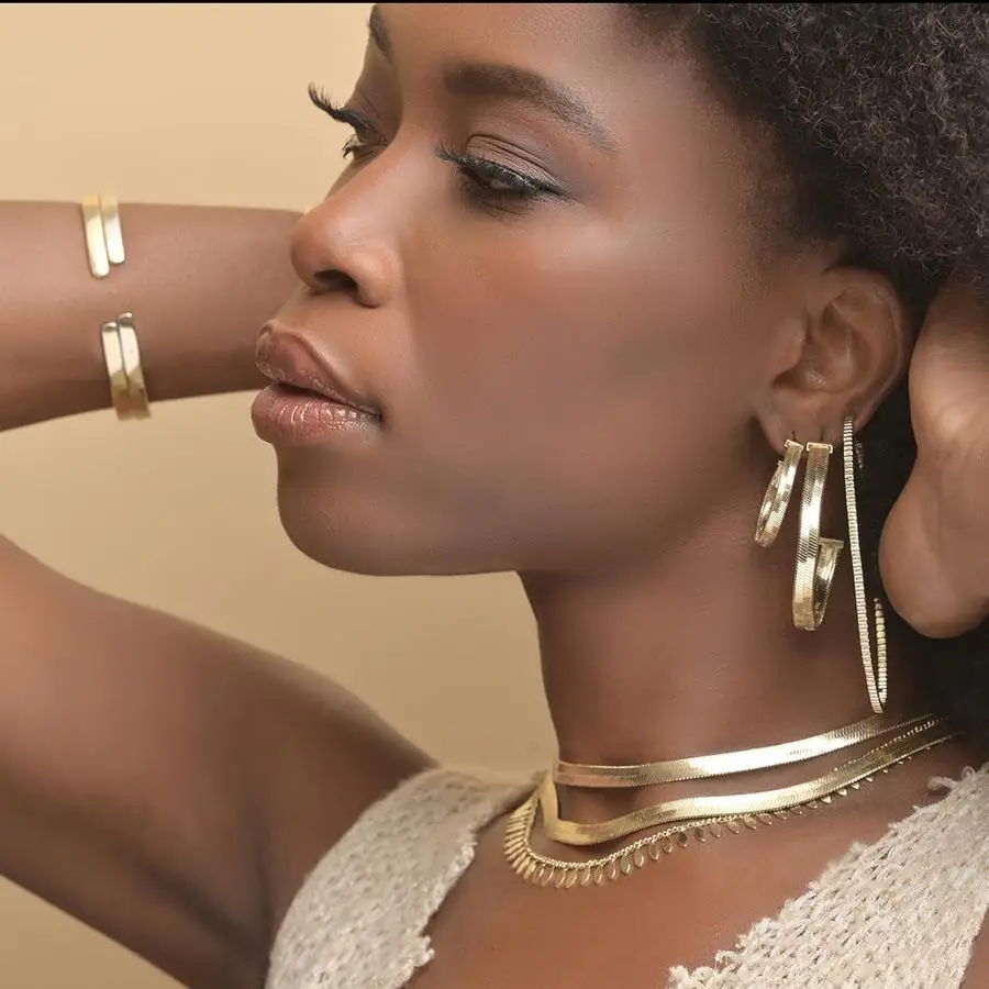 

new fashion luxury round trendy snake chain jewelry exaggelated big hoop earrings for women, Picture