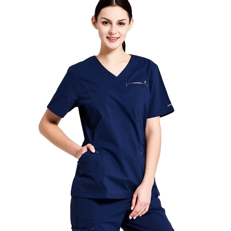 

Anno oem Supply Wholesale Nurse Scrubs Suit Medical Hospital Uniform Scrub Women Mens Surgical Stretch Scrubs sets, Navy blue, grey,customizable