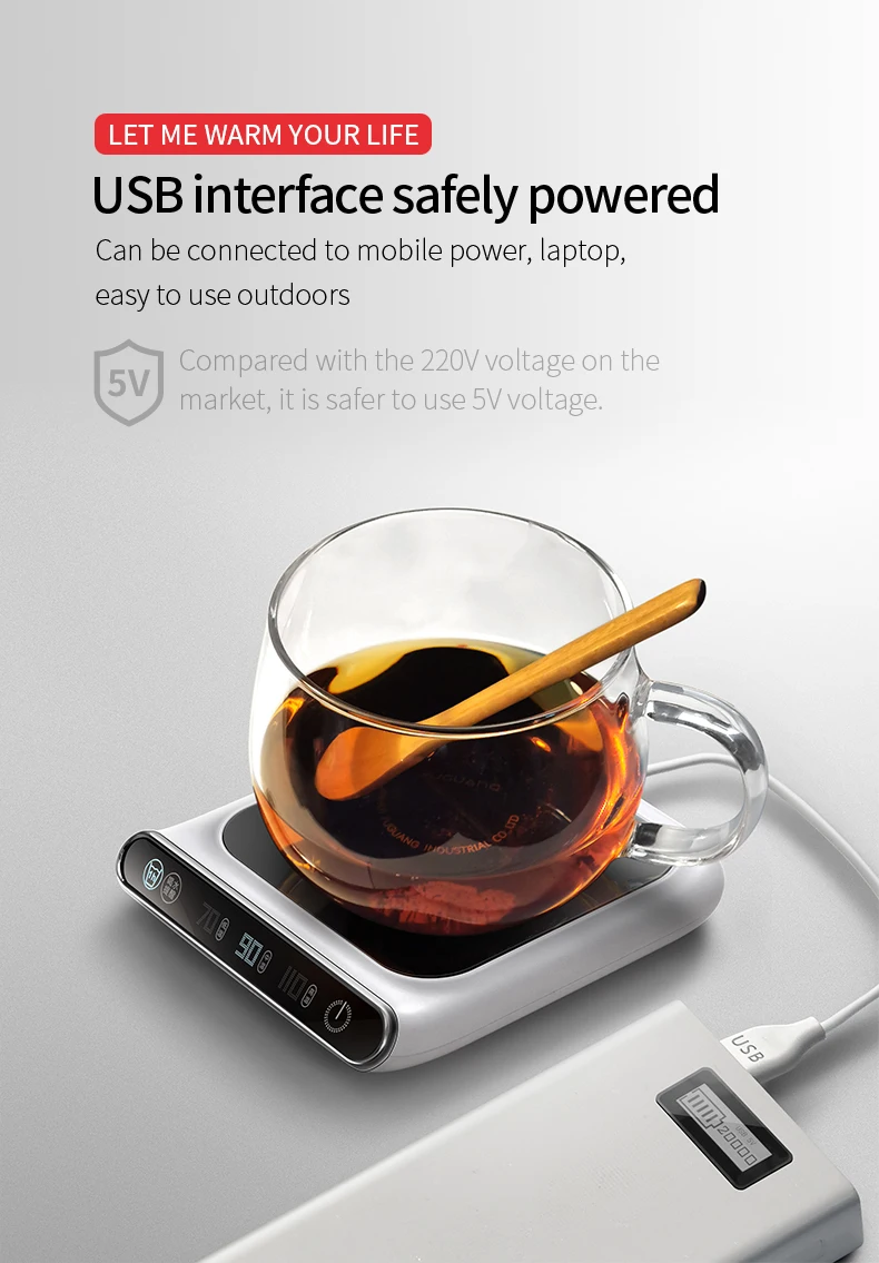 智能杯子保温杯咖啡加热器三温度设置轻量级电热杯加热器智能咖啡杯