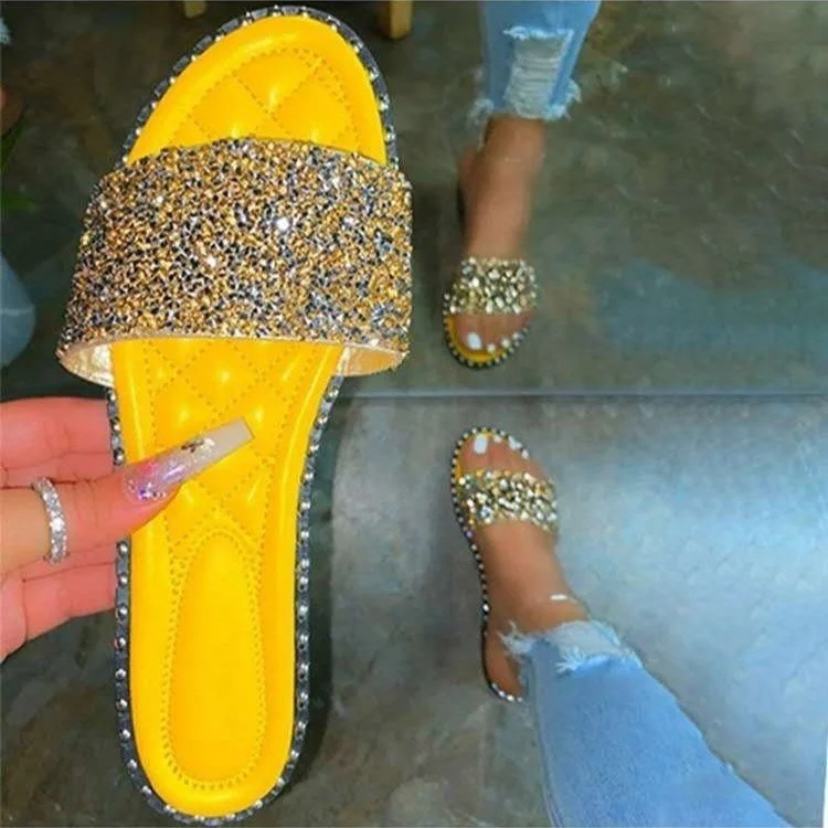 

Summer Eva Soft Sole Slide Beach Flip Flops Sandals With Rhinestones For Women