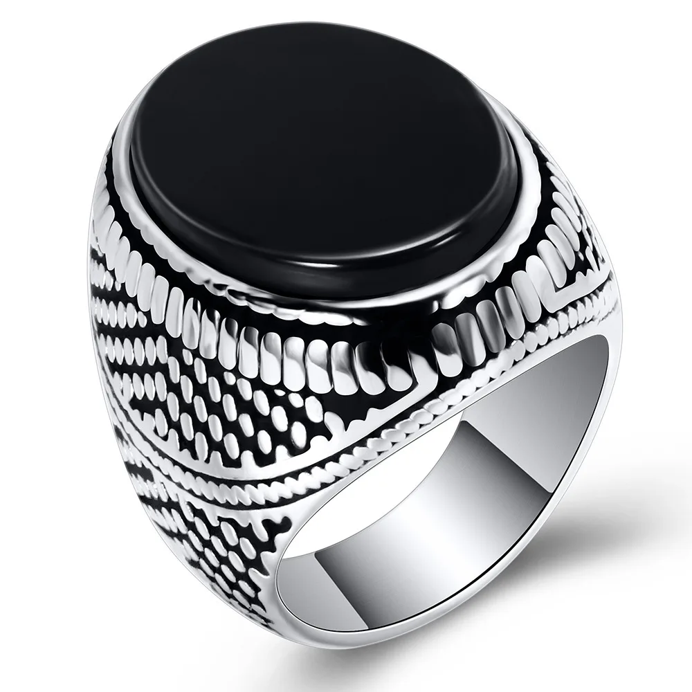 

925 sterling silver hot new style sapphire inlaid retro ring men's fashion ring