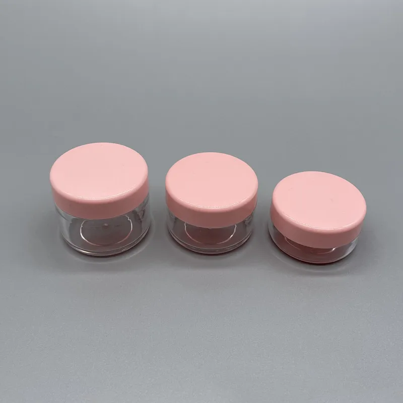 

Wholesale Empty Small 10g 15g 20g Clear Plastic Cosmetic Eye Cream Lip Balm Jars with Colorful Lids