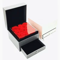 

Guorui Big Rose in Box Gift Wedding Drawer Slide Jewelry Organizer acrylic Rose flower Jewellery Boxes