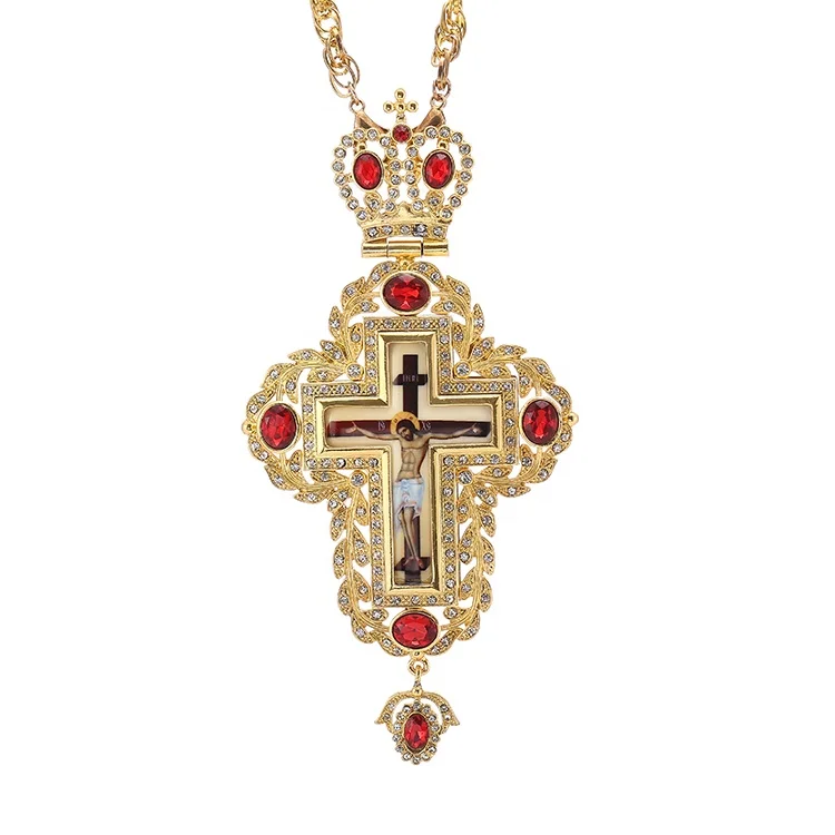 

Handmade high quality double sided design Russian cross pendant necklace Byzantine orthodox Catholic cross necklace, Picture
