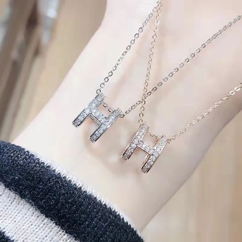 

Necklace custom designer Mini micro set zircon letter Necklace Gold Plated Jewelry Charm Necklace Pendant