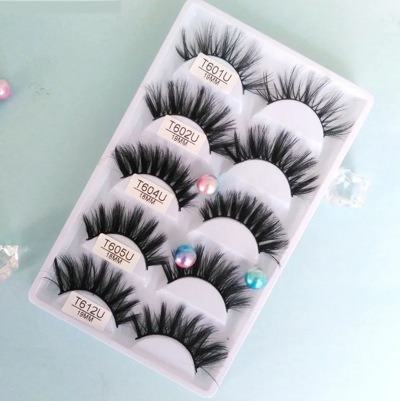 

5 pairs in 1 lashes book 3D faux mink eyelashes customized packing