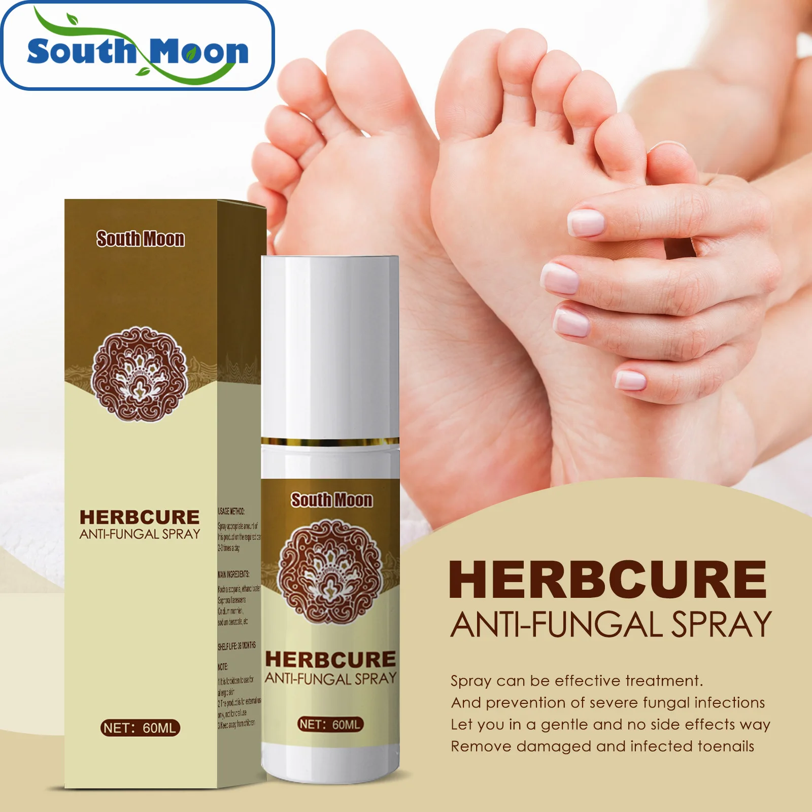 

South Moon Fungal Combat Feet Spray Foot Sterilize Spray Herbal Anti-fungal Infection Toe Treatment Onychomycosis Anti Bacterial