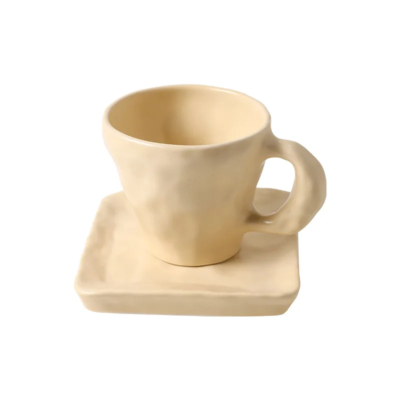 

HY Korean design sense creative water cup irregular handmade ceramic cup restaurant hotel coffee cup saucer