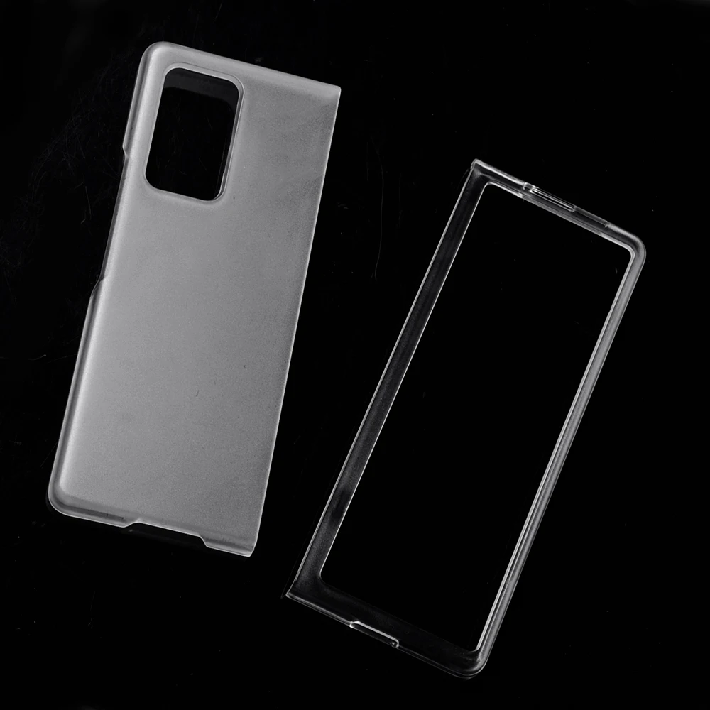 

For Samsung Galaxy Z Fold2 5G Transparent Case Matt PC fashionable anti-flip Stand Case For Galaxy Z Fold 3 Case Cover, Clear, black