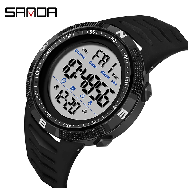 

SANDA 6014 Suppliers mens sport wrist watch water resist week date led functional boy fashion digital watch