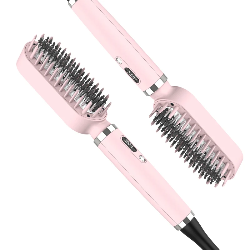 

Wholesale Professional Hair Straightener Comb Pink Hair Straightening Brush