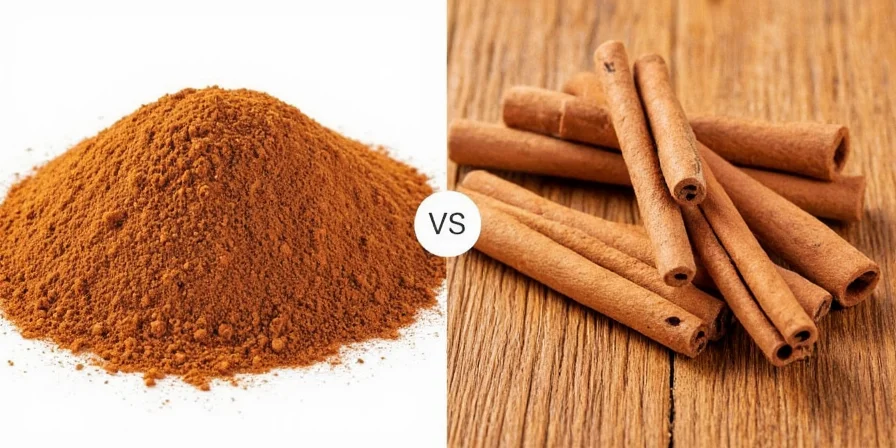 Close-up of different cinnamon textures