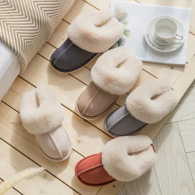 

Cotton slippers female autumn and winter home Plush home lovers warm male month antiskid wholesale cotton shoes, Colorful