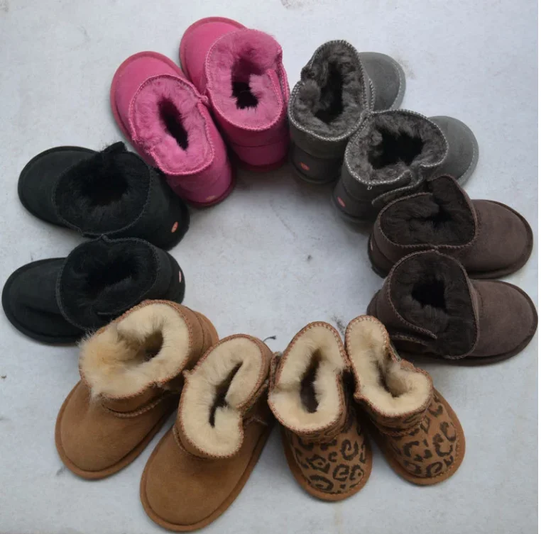 

Winter warm children's snow boots manufacturers custom-made sheepskin all-in-one boys and girls shoes, Customized color