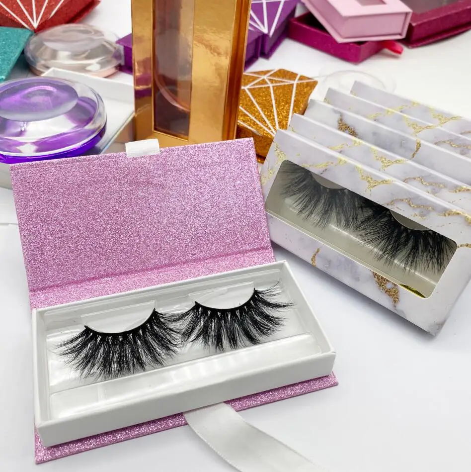 

100% Hand Made LXPLUS Mink Lash Full Strip Lash Wholesale 25mm 3d Fluffy Mink Eyelash In Bulk with Luxury Eyelash Package Box, Natural black