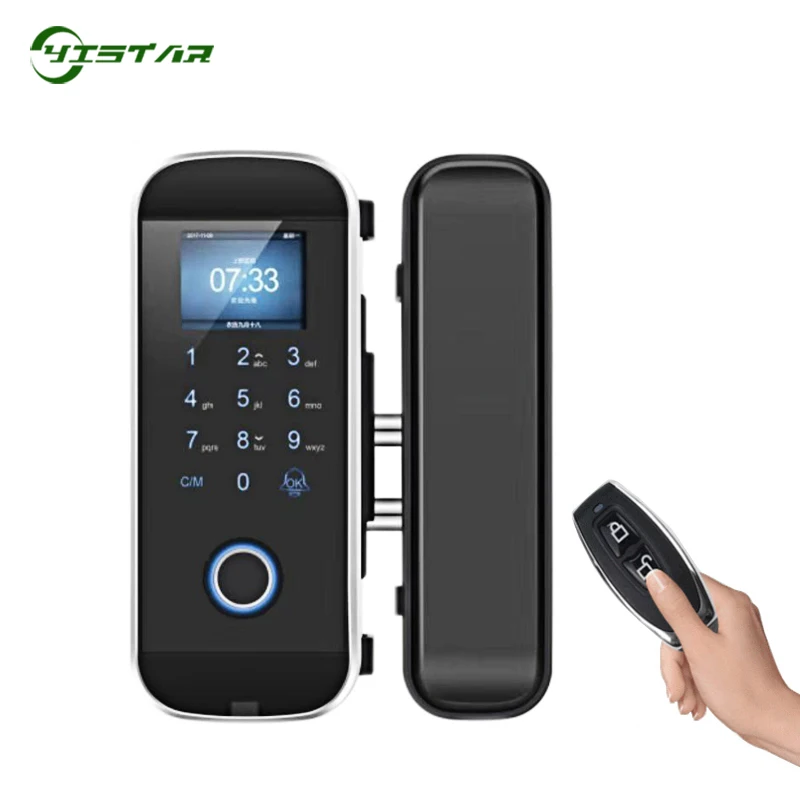 Office Keyless Electric Fingerprint Access Control With Touch Keypad Smart Card Door Lock With Remote Control Glass Door Lock