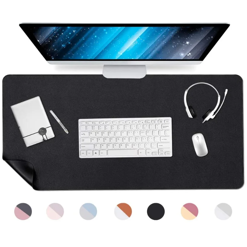 

Waterproof 31.5" x 15.7" Dual-Sided Multifunctional Laptop Desk Pad PU Leather Custom Non-Slip Large Desk Writing Mat Mouse Pad, As picture or customized