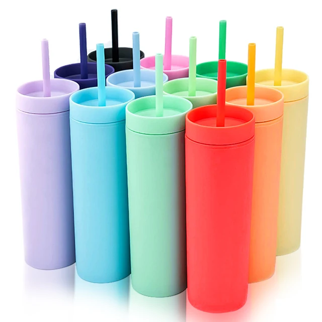 

16oz Clear Acrylic Tumblers with Lids and Straws, Custom
