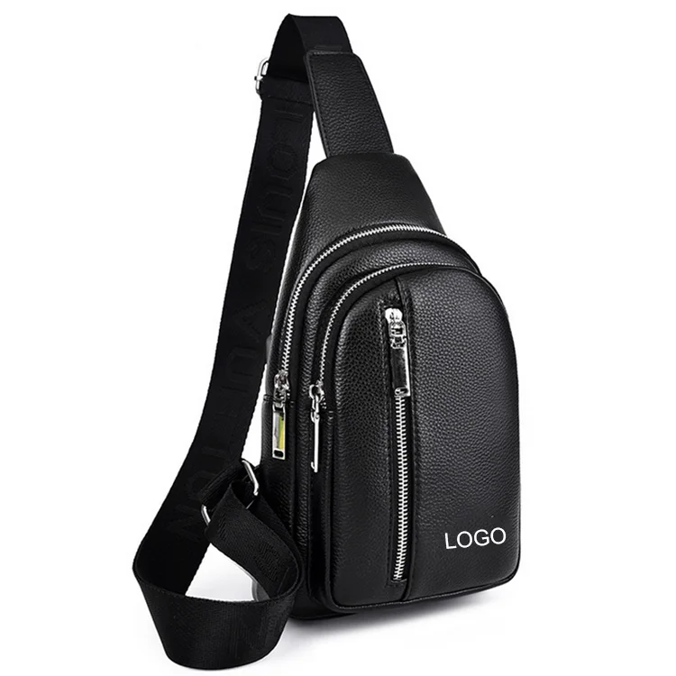 

blank elegant urban zipper black brown backpack pu oem sling crossbody messenger bag