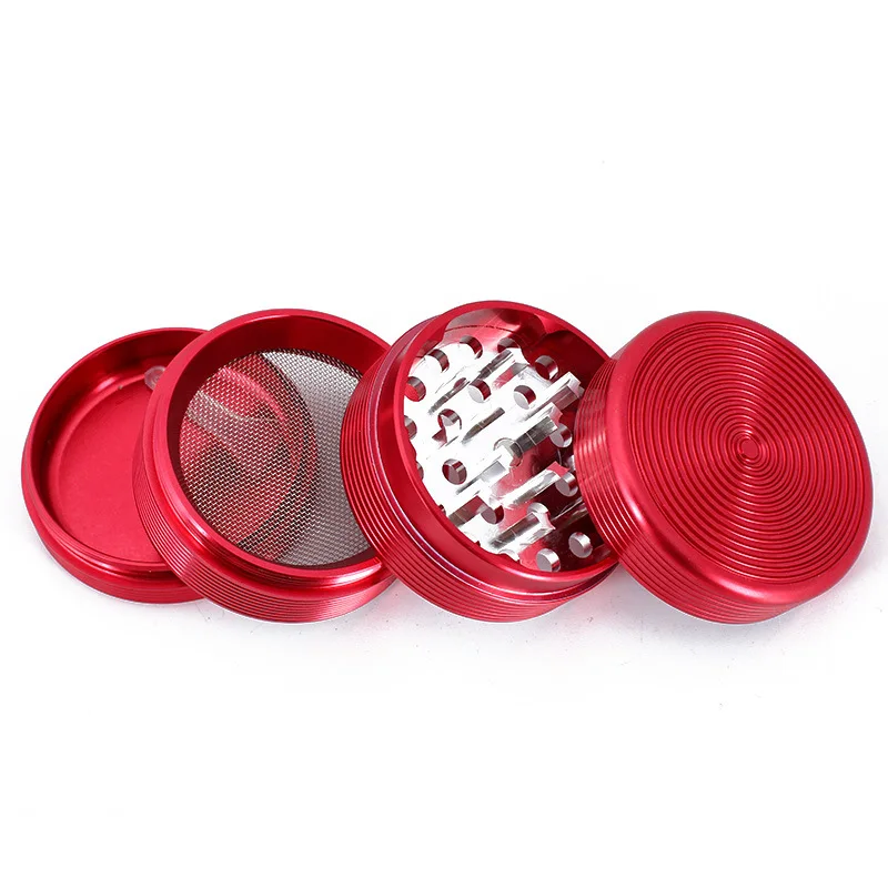 

Four-layer Metal Flat Cigarette Grinder Mini Zinc Alloy Manual Cigarette Crusher Smoking Accessories, As photo