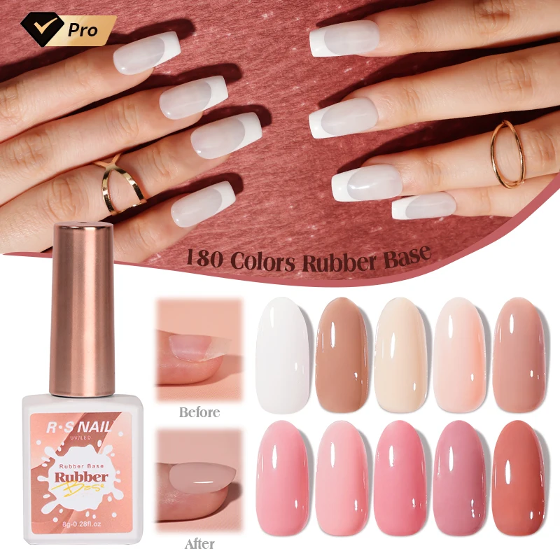 Private Label Pink Thick Rubber Base Coat Colors HEMA Free Tpo Free Uv Gel Nail Polish Rubber Base for Nails