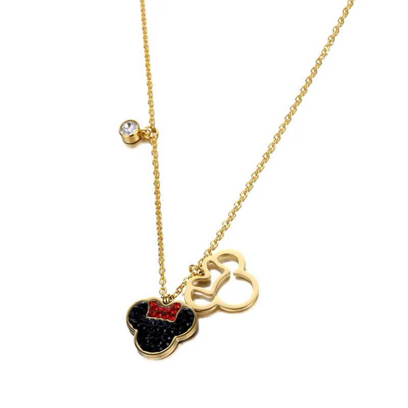 

Fashion Jewelry cute necklace stainless steel Mickey Mouse diamond Necklace