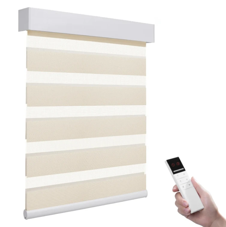 ZSTARR Customized Smart Motorized Tuya Alexa Google Home Compatible Window Covering Roller Blinds Zebra Shades for Prayer Room