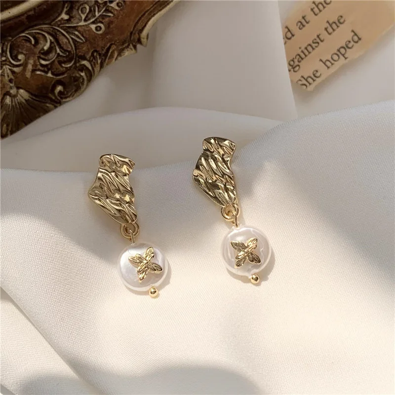 

JUHU New Baroque Palace Style Earrings Fashion Pearl Earrings Metal Alloy S925 Silver Needle Jewelry for women