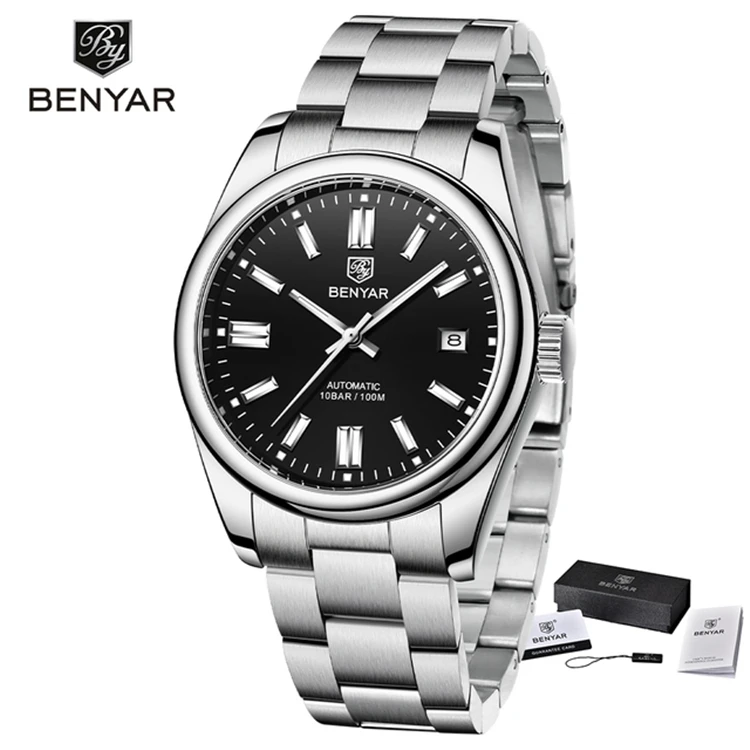 

2021 BENYAR montre 5185 Men Mechanical Wristwatches 10Bar Waterproof Automatic Watch Stainless Steel Sports Diving Watch for Men