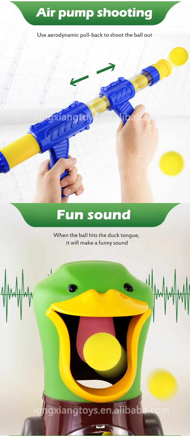 Children Shooting Toy  Boy Competitive Game Cute Duck Props Soft Bullet Gun toy