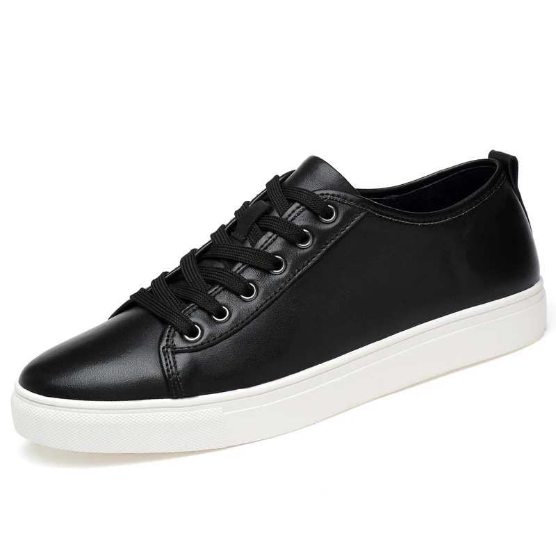 

OEM solid color custom LOGO high quality genuine cow leather men sneakers