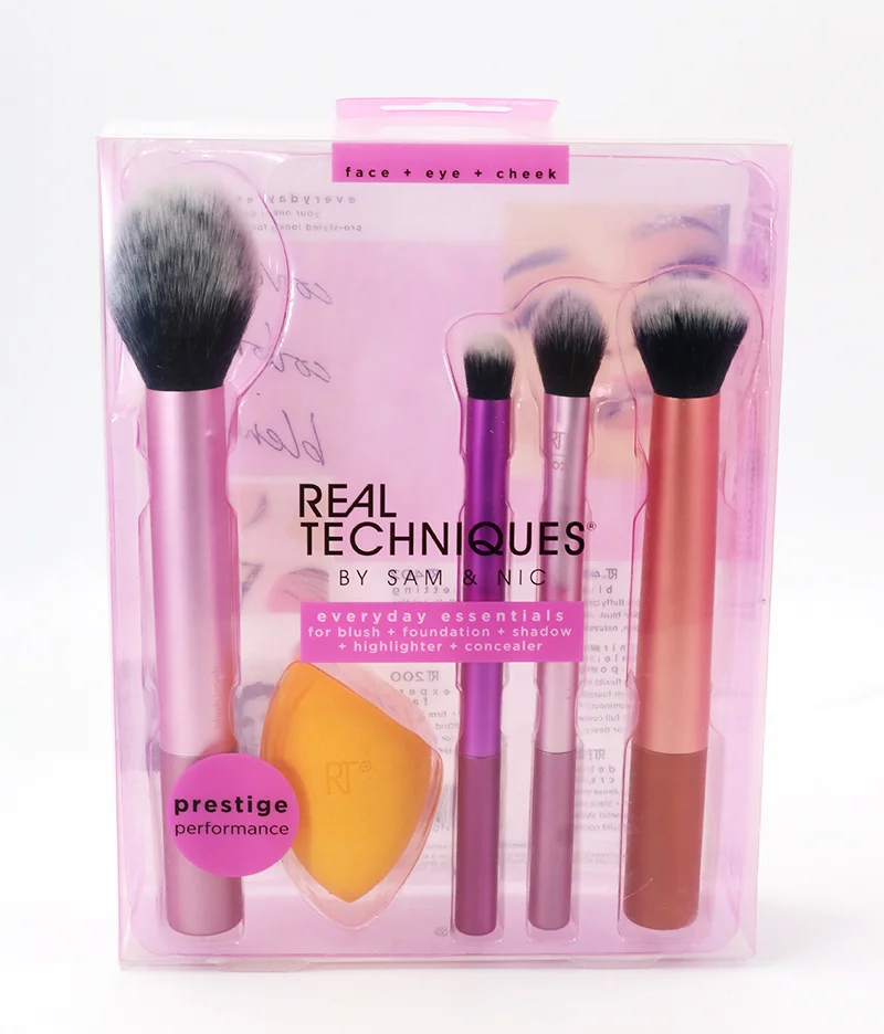 

HZM 1/3/4 Pieces Pinceaux Brochash de maquillaj profesional Custom logo make brushes and sponge sets, Pink, red, yellow