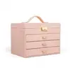 Custom Pink Gift Box Leather Jewelry Storage Case Multi-drawer Jewelry Box