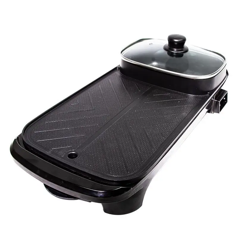 

Lntegral pot for roasting hot pot Korean grill smokeless household electric hotplate, Black