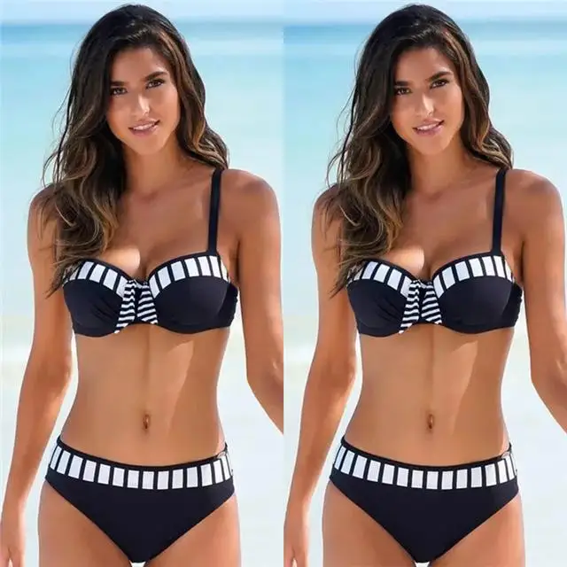 

2021 New Swimsuit Women's Solid Color Bikini, Picture color