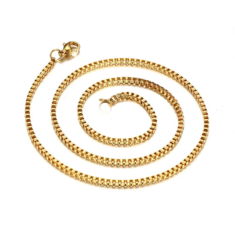 

316 stainless steel rose gold square box chain jewelry, Picture