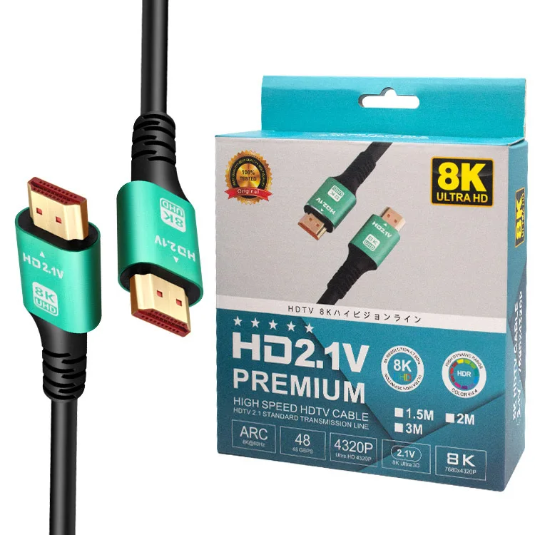 

High Speed Gold Plated Male to Male 48Gbps 3D 60Hz HDMI to HDMI 2.1 Cable 8K for HDTV 8K HDMI Cable More than 5m support 4k 60hz