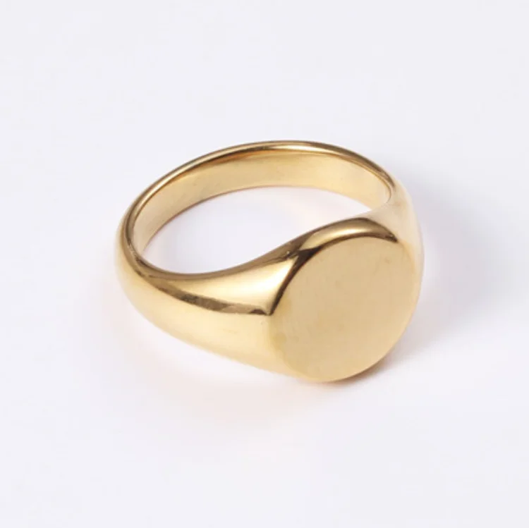 

18K Gold Plated 316l Stainless Steel Signet Blank Rings for Women, Gold, silver, rose gold, black