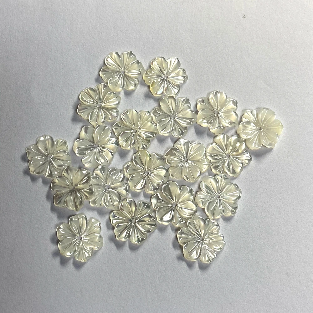 

8mm Factory Price Craved Rose Flower Crafts Natural Mother Of Pearl, White