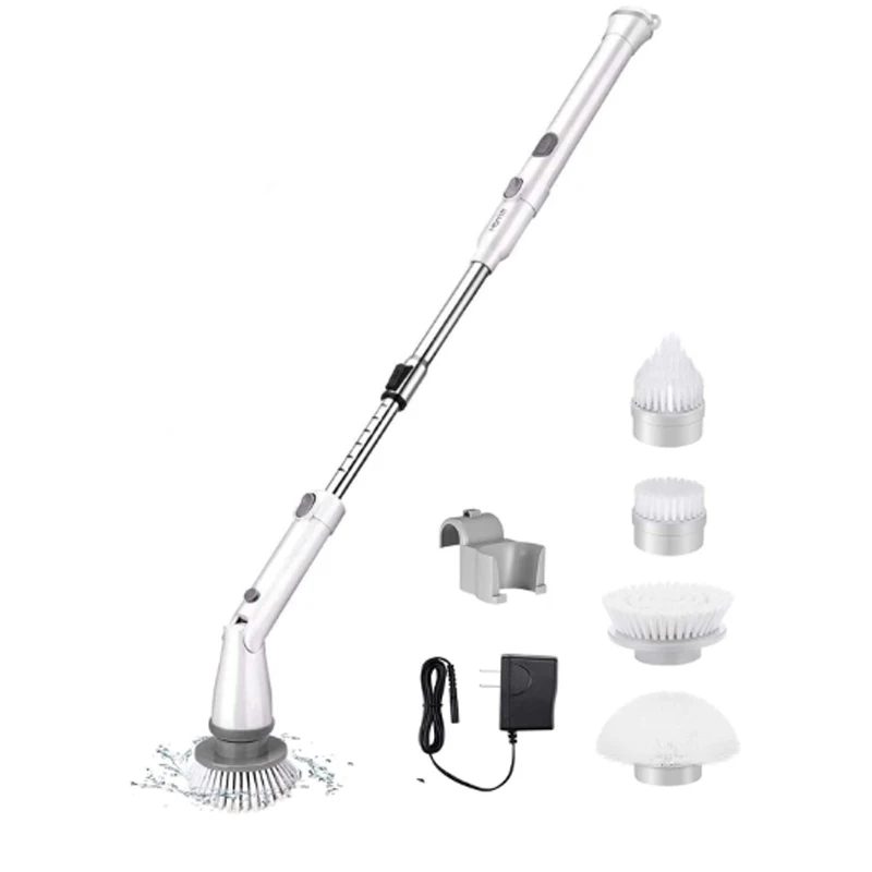 

Multi- function Electric Spin Scrubber Cordless Shower Scrubber Built-in 2 LG Batteries, 360 Power Bathroom Scrubber with 4 head, Black