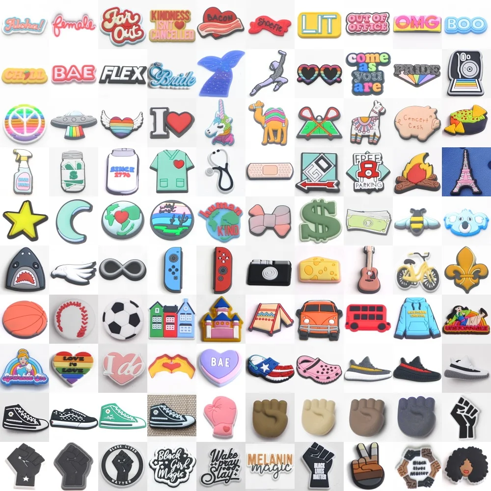 

50%OFF discount 3D Spring black Shoe Ornaments blm designer metal bling designer charms, Jewelry