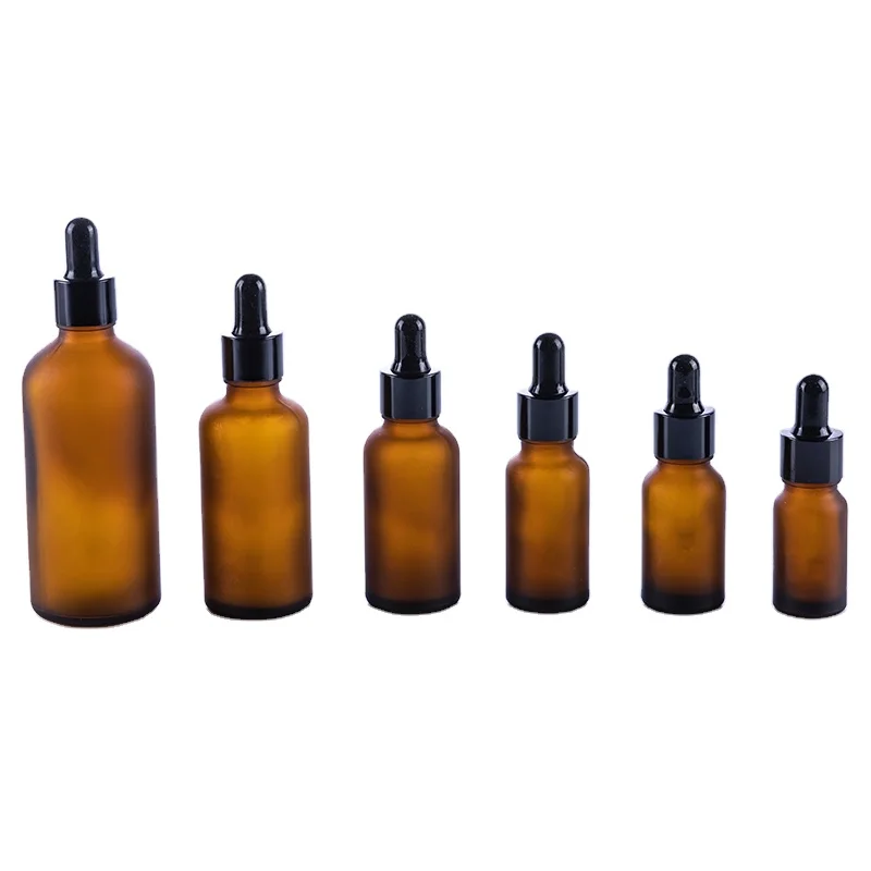 

5ml 10ml 15 ml 20 ml 30 ml 50 ml 100 ml frosted amber essential oil dropper glass bottle