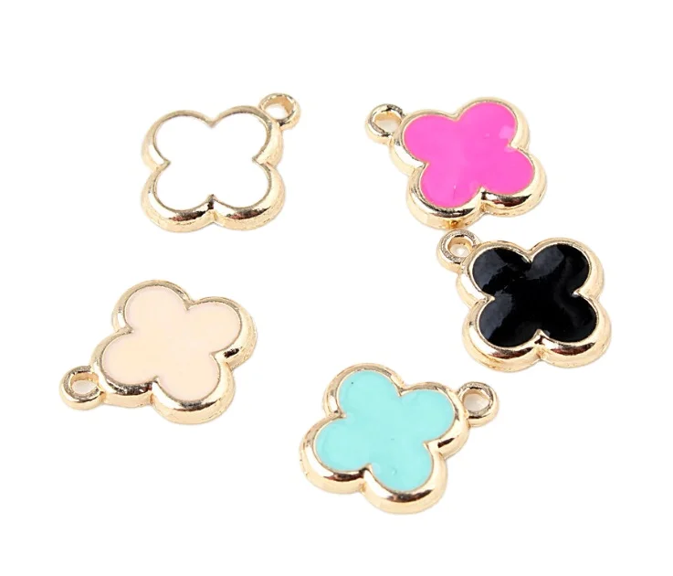

classic color enamel clover charms DIY metal clover grass charms for bracelet clover good luck charms jewelry accessories