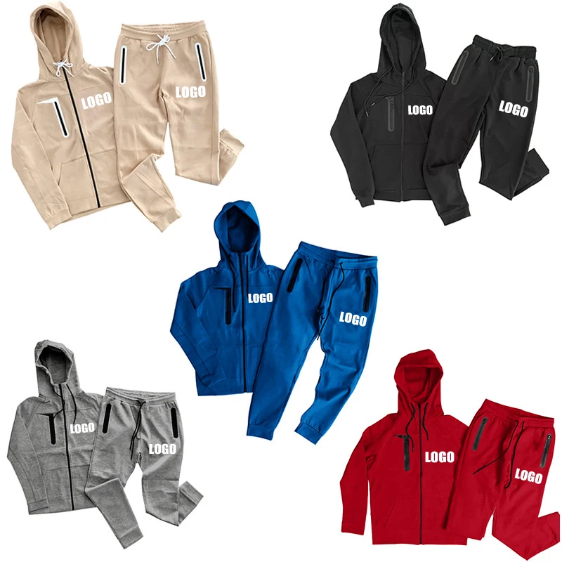 

Private label sweat jogger track suit set custom sweatsuit with logo tracksuit jogging sweatshirts men's zip up hoodie for men, 4 colors