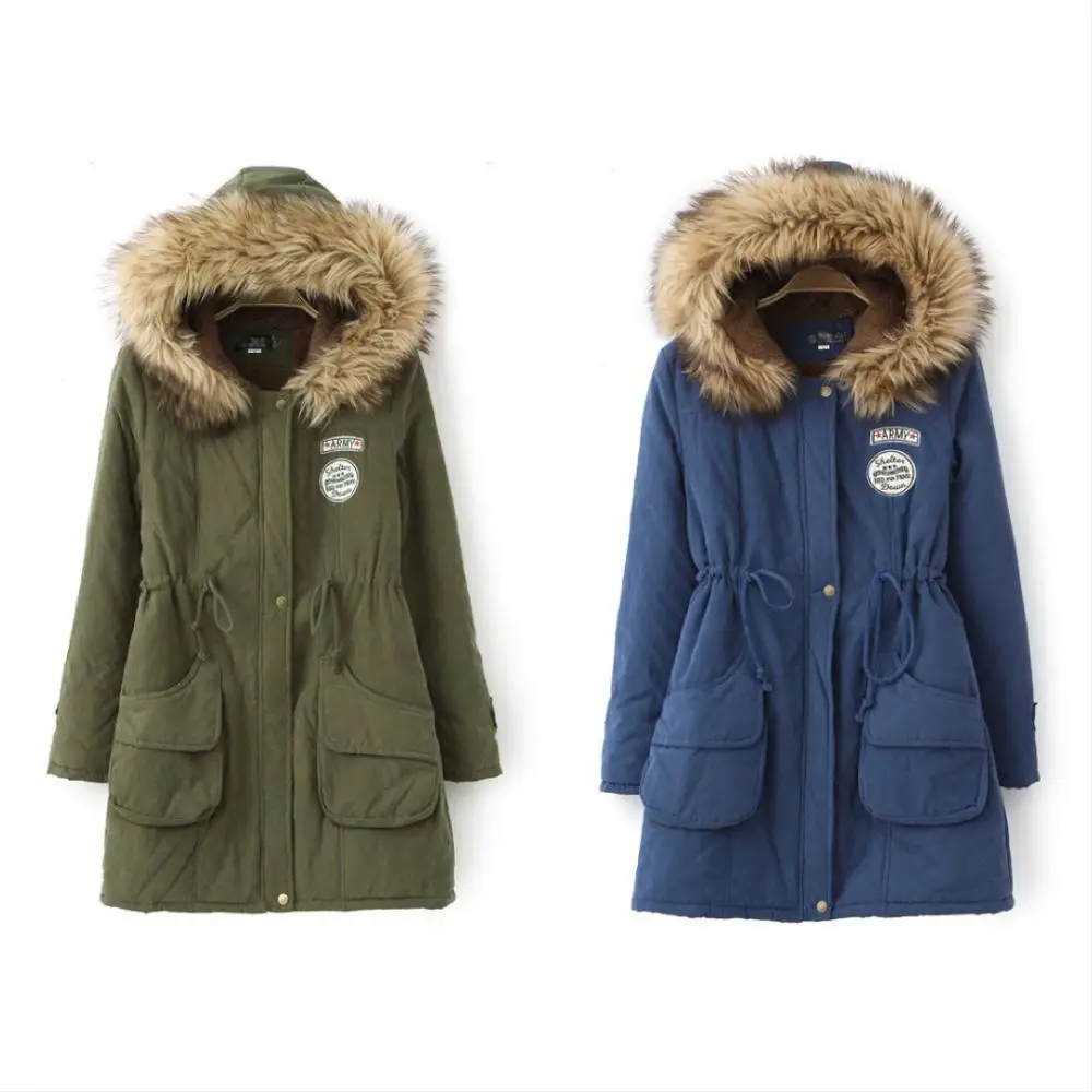 

Women Hooded Warm Coats Parkas with Faux Fur Jackets, Available or customized color